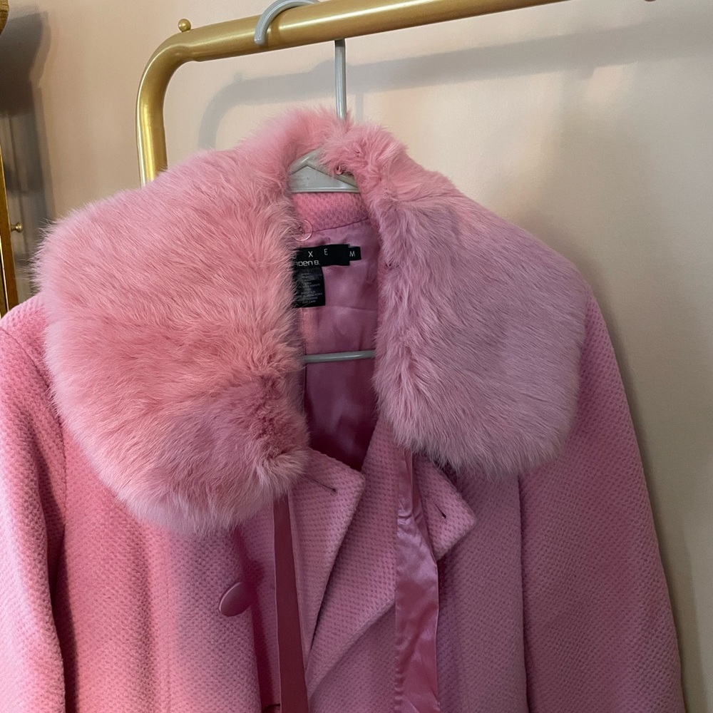 Pink velour Coat (just added removable furry collar photo)